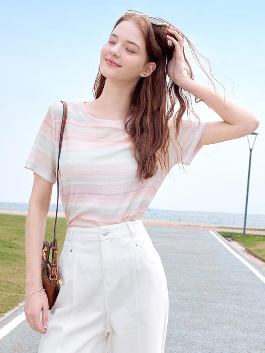 【百图lulu定制】【彩虹T】弹力舒适 正肩 多巴胺 彩虹色 短袖T恤 商品图0