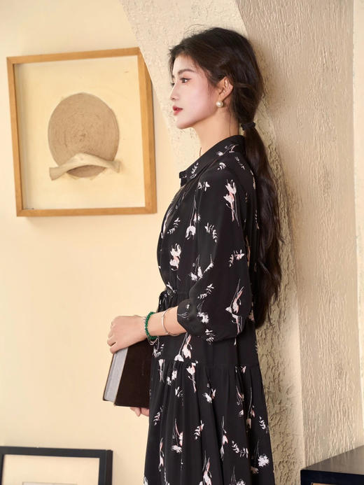 女士桑蚕丝印花连衣裙 商品图1