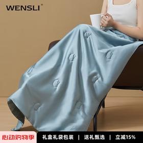 【团购】万事利桑蚕丝小被多功能披肩被携颂福小被120g 颂福小被-雾蓝色