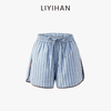 LIYIHAN稿线  高密简约抽褶条纹撞色边短裤松弛 商品缩略图4