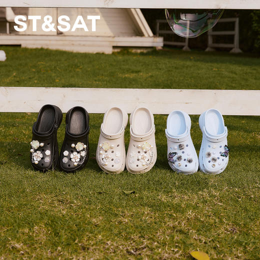 星期六幻彩珍珠花朵厚底洞洞鞋SSD2110F4H 商品图8