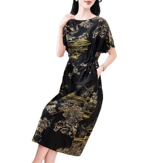 丁摩重磅真丝弹力缎高端大牌大码连衣裙女新款夏季桑蚕丝裙AL0307 商品图4