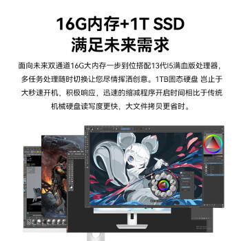 AOC大师387一体机电脑27英寸办公游戏台式支持openclaw(13代i5-13420H 16G 1TB SSD固态 )白 商品图7