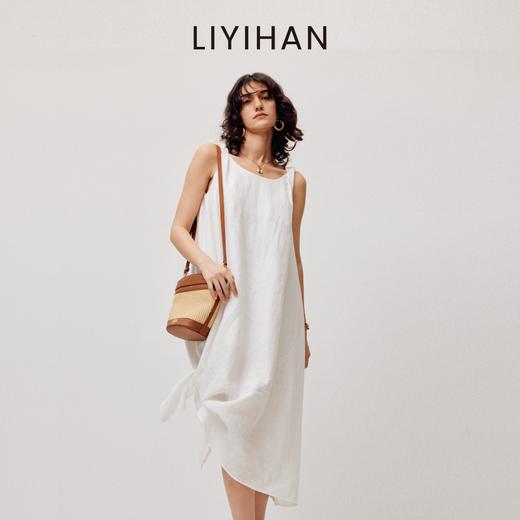 LIYIHAN亘云麻  度假神器亚麻背心连衣裙女圆领设计感裙子简约 商品图0