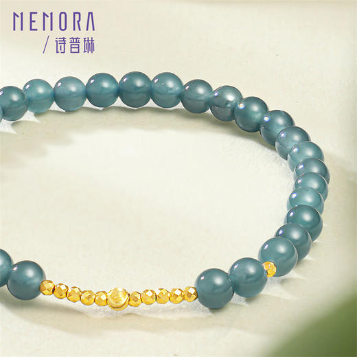 【新品首发】翡翠手链 中国风黄色18k金蹦迪珠翡翠手串手链女士礼物MEMORA诗普琳JB002302 商品图2