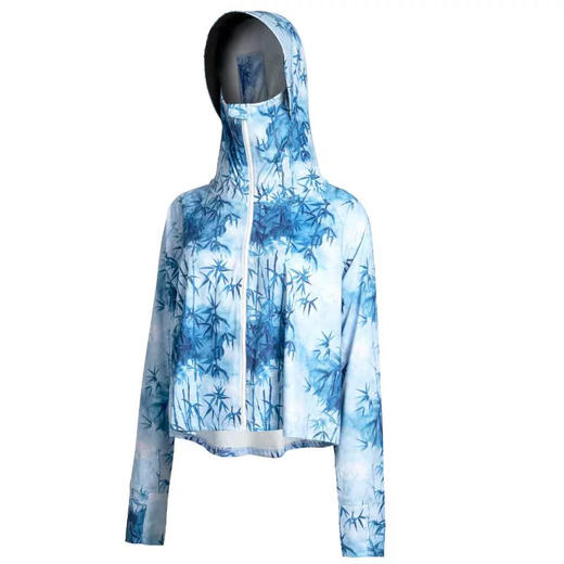 雀说夏季国风墨竹短款印花防晒衣冰丝连帽透气防晒服户外运动防晒外套ALF015 商品图5