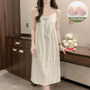 【夏季薄款吊带睡裙】V领蕾丝花边云朵棉纯色少女甜美睡裙中长款家居裙。ry 商品缩略图0
