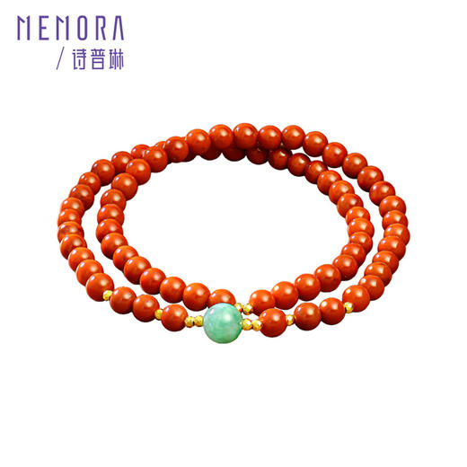 【新品首发】南红手链 中国风黄色18k金蹦迪珠珠翡翠珠手串手链女士礼物MEMORA诗普琳MB005701 商品图2