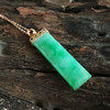 【天然正品】AU750玫瑰金镶天然糯种阳绿无事牌翡翠（平安、吉祥）吊坠项链060525NJS22 现售价：2080 商品缩略图3