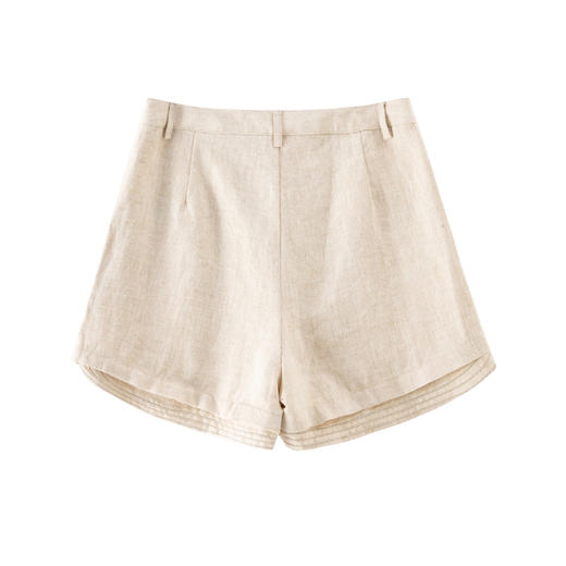 「K」洛诗琳43504气质亚麻短裤2025夏季新款高腰显瘦休闲短裤0352 商品图3