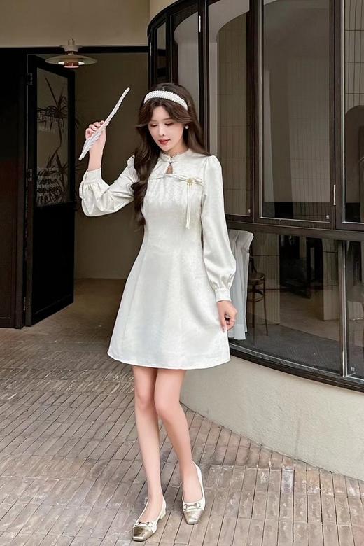 Le Malene 新中式提花水滴领盘扣连衣裙 20110 商品图2