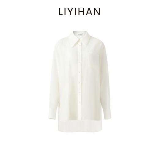LIYIHAN清月鹊  轻盈透感棉宽松微透蕾丝绣花薄透衬衫 商品图4