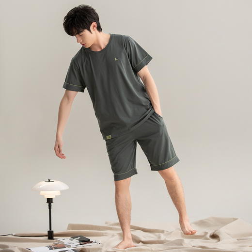 红览睡衣男款夏季纯棉短袖短裤新款套装男生家居服韩式夏款AL66011 商品图6