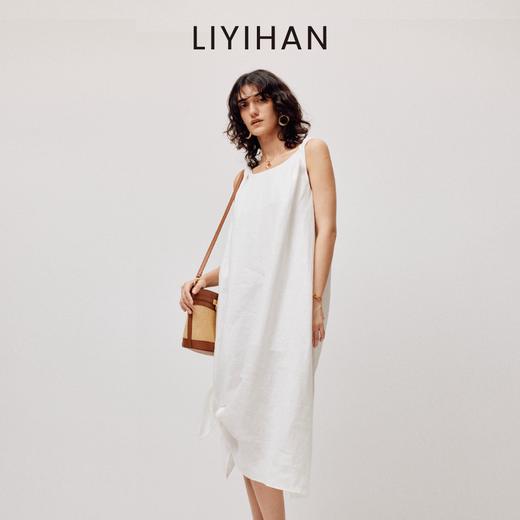 LIYIHAN亘云麻  度假神器亚麻背心连衣裙女圆领设计感裙子简约 商品图2