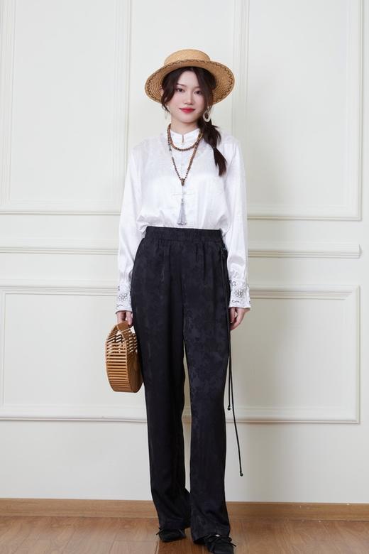 ANSUABEL 新中式暗纹提花阔腿裤 20139 商品图1