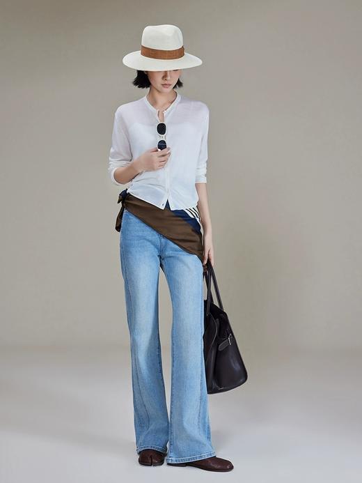 美人鱼大长腿美洋琉璃牛仔裤弹力氧气感微喇裤 商品图1