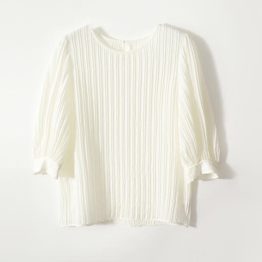 丁摩高端气质百褶真丝衬衫女式短袖衬衣衣服夏季新款休闲上衣AL3079 商品图5