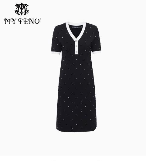 S1M1马天奴 V领钉珠针织连衣裙MRS612SWH0 商品图1