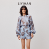 LIYIHAN花影  阔型凉感桑蚕丝真丝印花短裤中腰宽松透气度假风 商品缩略图0
