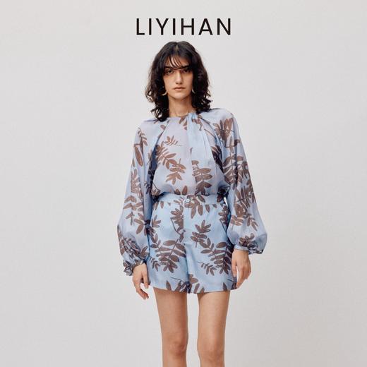 LIYIHAN花影  阔型凉感桑蚕丝真丝印花短裤中腰宽松透气度假风 商品图0