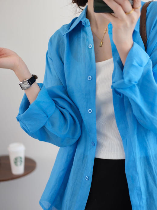 【苎麻100%衬衫】会呼吸的苎麻🍃夏日衬衫控之神!!湖蓝色+藏蓝色，让你在炎炎夏日中焕发出✨焕发出别样精彩~ 商品图8