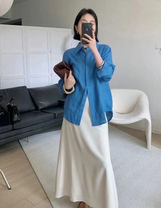 【苎麻100%衬衫】会呼吸的苎麻🍃夏日衬衫控之神!!湖蓝色+藏蓝色，让你在炎炎夏日中焕发出✨焕发出别样精彩~ 商品图5
