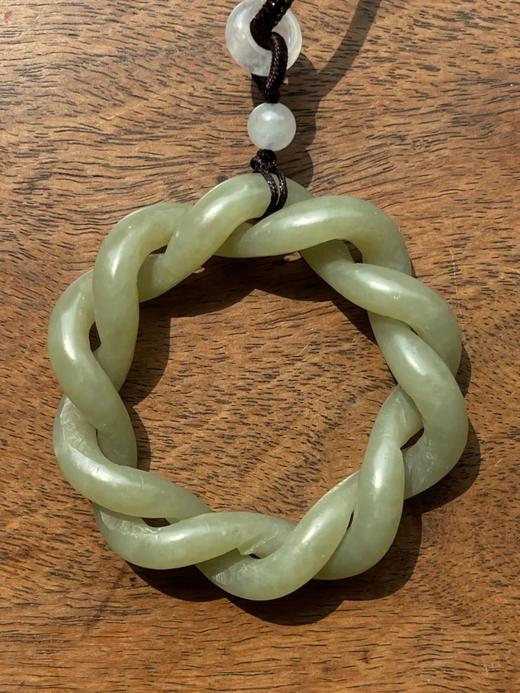 和田青黄玉镂雕绞绳麻花形环，顺丰包邮 商品图2