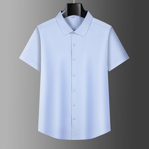 【竹纤维】【DKP】大依优型大码短袖衬衫翻领休闲纯色半袖男宽松商务上衣胖子加肥加大 商品图0