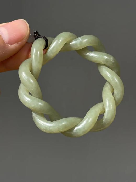 和田青黄玉镂雕绞绳麻花形环，顺丰包邮 商品图13