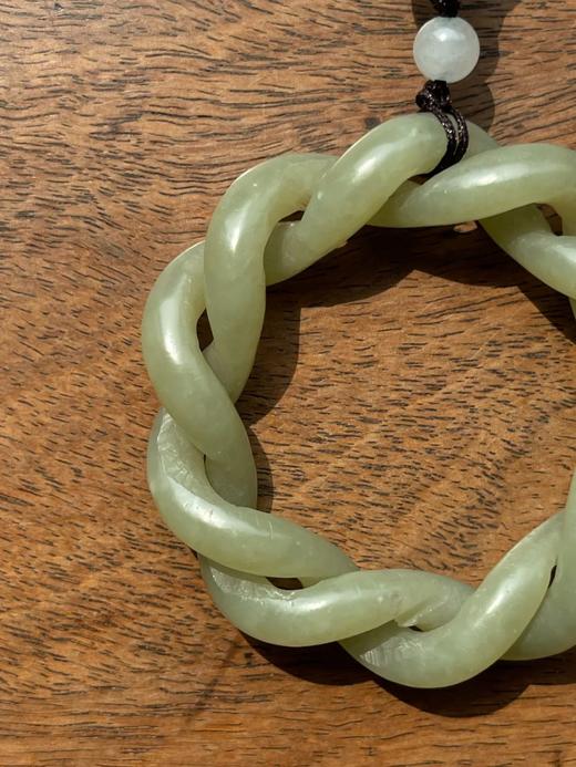 和田青黄玉镂雕绞绳麻花形环，顺丰包邮 商品图9