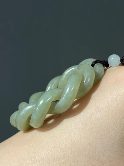 和田青黄玉镂雕绞绳麻花形环，顺丰包邮 商品图6