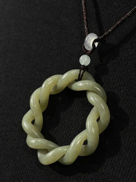 和田青黄玉镂雕绞绳麻花形环，顺丰包邮 商品图10