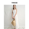 VIMAGE纬漫纪南法温柔拼接压褶裙摆白色吊带连衣裙2025夏季新款V2307917 商品缩略图5
