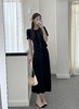 随身携带我的风景｜简约通勤 黄金比例 单排贝壳扣简约设计 针织肌理面料 套装 黑色 商品缩略图1