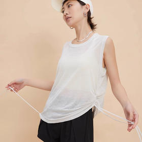 跃牌【安琪拉系列】新款抽绳运动上衣女宽松休闲速干无袖瑜伽背心DX-6403