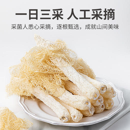 【清心湖甄选&全网比价】方家铺子 竹荪58g/袋装 干货特产 自然晾晒无熏硫 菌柄厚嫩 菌裙完整 入口柔软滑嫩 久煮依然脆弹 轻松泡发 厚实有弹性 商品图2