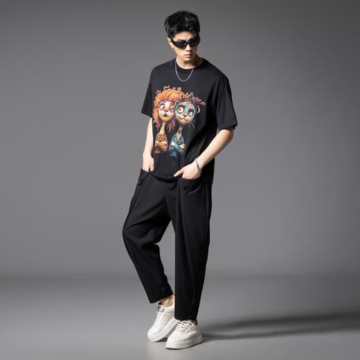 PINLI品立2025夏季新款百搭时尚印花短袖T恤男士潮牌宽松休闲上衣B252111080 商品图4