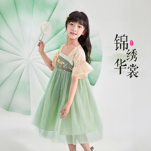 笛莎童装女童汉服夏装新款洋气宝宝公主裙国风大童连衣裙儿童裙子 商品图1