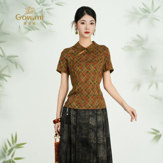 乔万尼2025新品新中式真丝不规则门襟衬衫上衣ED2C427 商品图1