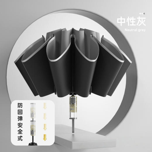 【雨伞防晒二合一】2025新品全自动雨伞安全机械是防回弹节节收反向折叠伞黑胶防晒伞 商品图6
