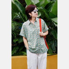 双面扣碎花衬衫