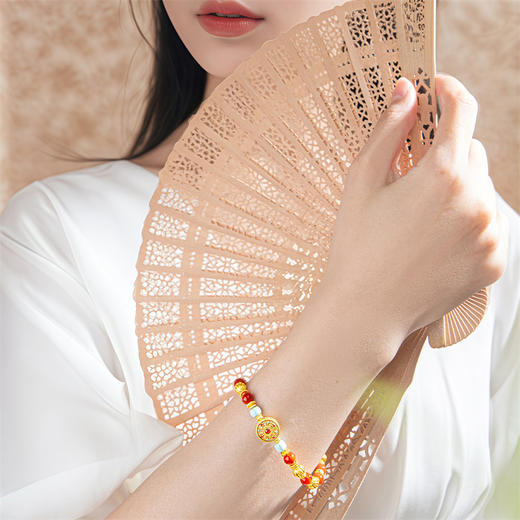 足金八宝罗盘手链 南红玛瑙足金南瓜珠手串手链【按克计价黄金2】MEMORA诗普琳GB307801 商品图1