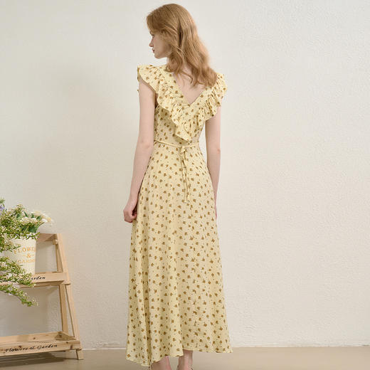 【限时秒杀】西遇碎花吊带连衣裙女夏季新款荷叶边旅游海边度假风裙子H0051120 商品图4