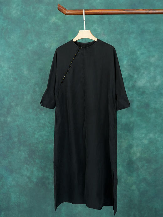 夏款新中式民族风铜氨丝宽松袍子连衣裙D260 。 商品图3