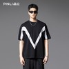 PINLI品立2025夏季新款黑白撞色拼接T恤设计感宽松休闲男短袖上衣B252111083 商品缩略图0