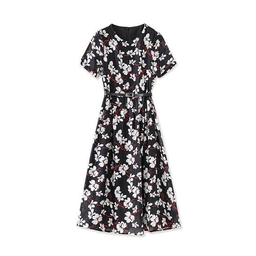 「高货wl」全新升级【铂金会员293/天猫389/差价96】(04739)洛诗琳气质印花天丝麻连衣裙2025夏季新款优雅收腰裙子女wl04739 商品图4