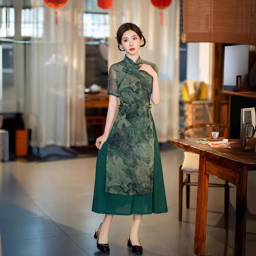 中国风改良奥戴旗袍日常素雅民改良连衣裙茶服GSJ869 商品图3