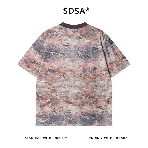 T3543夏季高级感新款男士美式扎染破烂设计圆领短袖T恤高街时尚上衣 商品图5