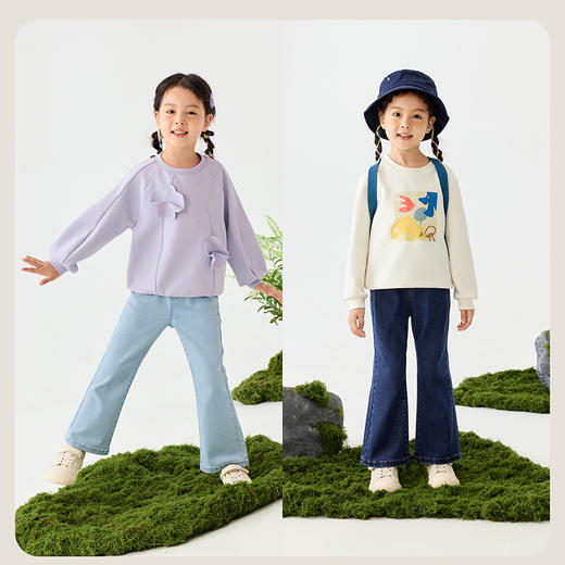 【软牛仔】迷你巴拉女童裤子2025春新品宝宝甜美喇叭弹力长裤 商品图2