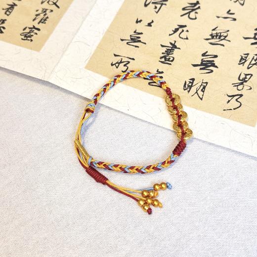 【敦煌五帝钱五彩手绳】敦煌小众古法沙金盘缠彩绳 五帝钱币手工编织手链女 商品图3
